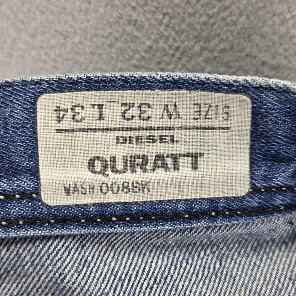 Diesel Jeans Mens 32x34 Blue Quratt Regular Straight Button Altered Hem 008BK